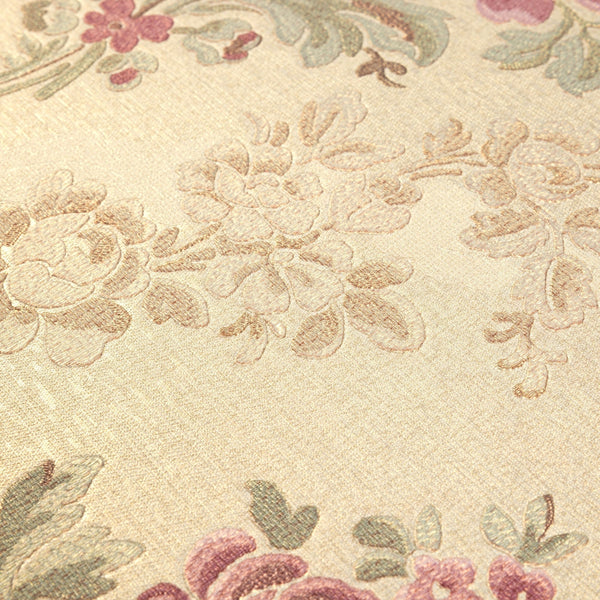 Luxury Beige Floral Geometric Textured Wallpaper, Farmhouse Non-Woven Wall Covering, 41.7"W x 614"H, Washable Removable for L
