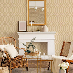 Luxury Beige Geometric Embossed 3D Embossed Wallpaper, Mediterranean Non-Woven Wall Covering, 41.7"W x 614"H, Washable Remova