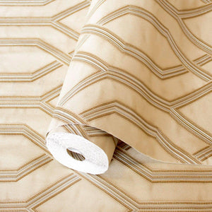 Luxury Beige Geometric Embossed 3D Embossed Wallpaper, Mediterranean Non-Woven Wall Covering, 41.7"W x 614"H, Washable Remova