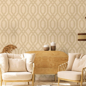 Luxury Beige Geometric Embossed 3D Embossed Wallpaper, Mediterranean Non-Woven Wall Covering, 41.7"W x 614"H, Washable Remova