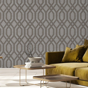 Luxury Gray Geometric Embossed 3D Embossed Wallpaper, Contemporary Non-Woven Wall Covering, 41.7"W x 614"H, Washable Removabl