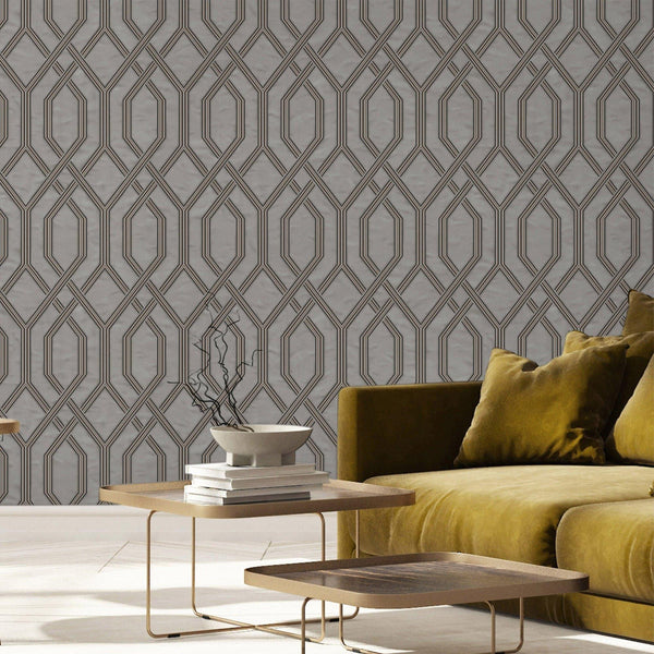 Luxury Gray Geometric Embossed 3D Embossed Wallpaper, Contemporary Non-Woven Wall Covering, 41.7"W x 614"H, Washable Removabl