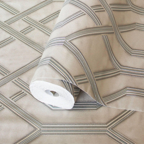 Luxury Gray Geometric Embossed 3D Embossed Wallpaper, Contemporary Non-Woven Wall Covering, 41.7"W x 614"H, Washable Removabl