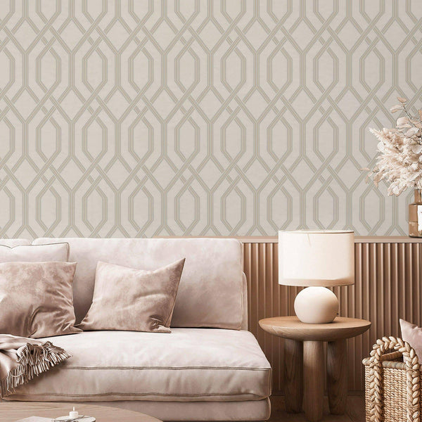 Luxury Silver Geometric Embossed 3D Embossed Wallpaper, Scandinavian Non-Woven Wall Covering, 41.7"W x 614"H, Washable Remova