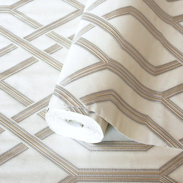 Luxury Silver Geometric Embossed 3D Embossed Wallpaper, Scandinavian Non-Woven Wall Covering, 41.7"W x 614"H, Washable Remova