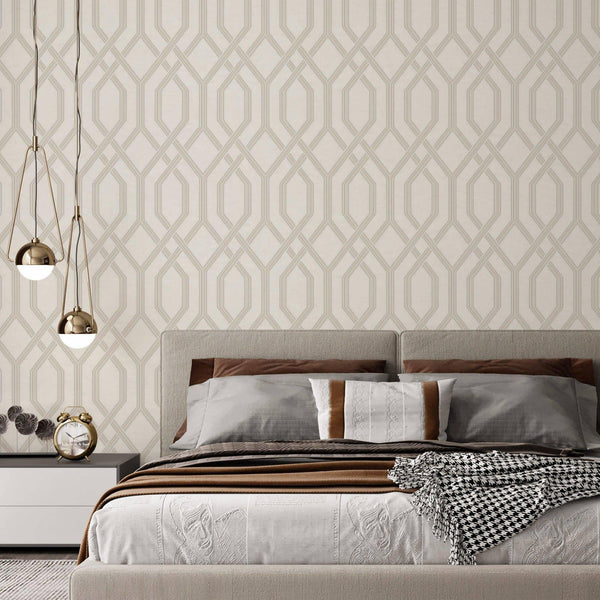 Luxury Silver Geometric Embossed 3D Embossed Wallpaper, Scandinavian Non-Woven Wall Covering, 41.7"W x 614"H, Washable Remova