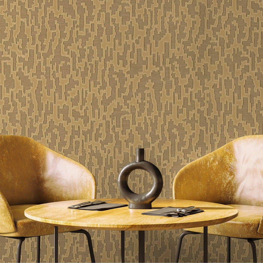 Luxury Brown Abstract Metallic Wallpaper, Glam Non-Woven Wall Covering, 41.7"W x 614"H, Washable Removable for Living Room Be
