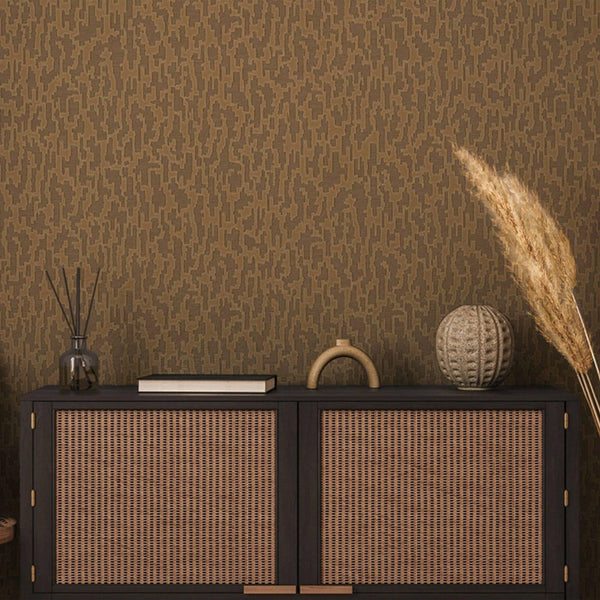 Luxury Brown Abstract Metallic Wallpaper, Glam Non-Woven Wall Covering, 41.7"W x 614"H, Washable Removable for Living Room Be