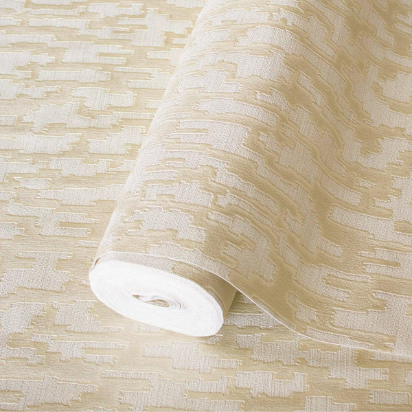 Luxury Beige Abstract Metallic Wallpaper, Boho Non-Woven Wall Covering, 41.7"W x 614"H, Washable Removable for Living Room Be