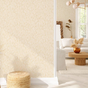 Luxury Beige Abstract Metallic Wallpaper, Boho Non-Woven Wall Covering, 41.7"W x 614"H, Washable Removable for Living Room Be