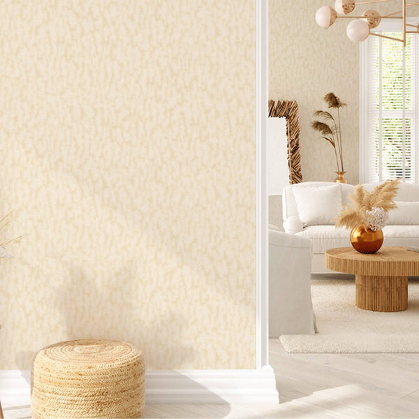 Luxury Beige Abstract Metallic Wallpaper, Boho Non-Woven Wall Covering, 41.7"W x 614"H, Washable Removable for Living Room Be
