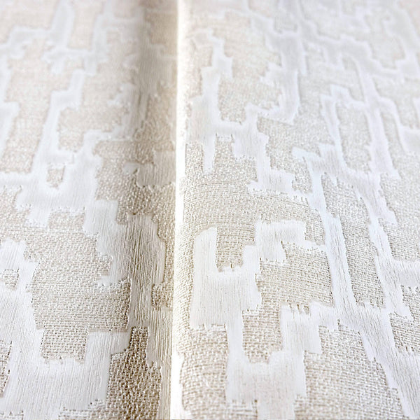 Luxury Ivory Abstract Metallic Wallpaper, Contemporary Non-Woven Wall Covering, 41.7"W x 614"H, Washable Removable for Living
