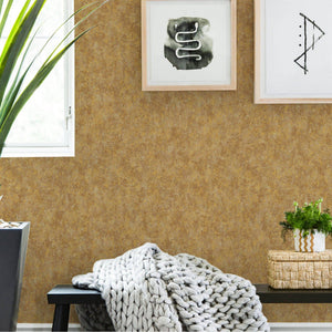 Luxury Gold Abstract Distressed 3D Embossed Wallpaper, Boho Non-Woven Wall Covering, 41.7"W x 398"H, Washable Removable for L