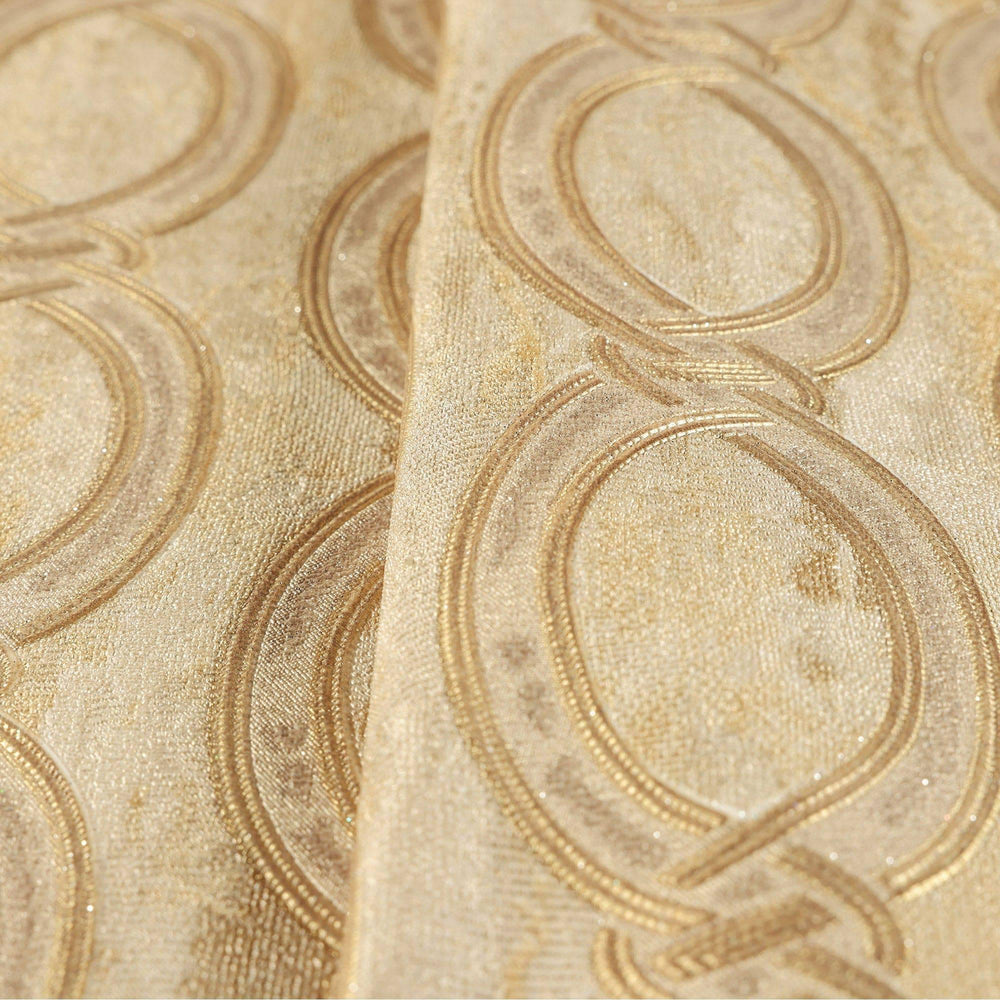 Luxury Gold Geometric Embossed 3D Embossed Wallpaper, Country Non-Woven Wall Covering, 41.7"W x 398"H, Washable Removable for