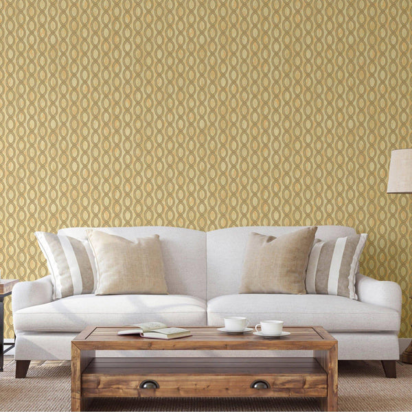 Luxury Gold Geometric Embossed 3D Embossed Wallpaper, Country Non-Woven Wall Covering, 41.7"W x 398"H, Washable Removable for