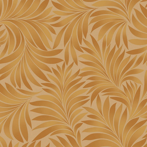Luxury Gold Leaves Embossed 3D Embossed Wallpaper, Premium Non-Woven Wall Covering, 41.7"W x 398"H, Washable Removable for Li