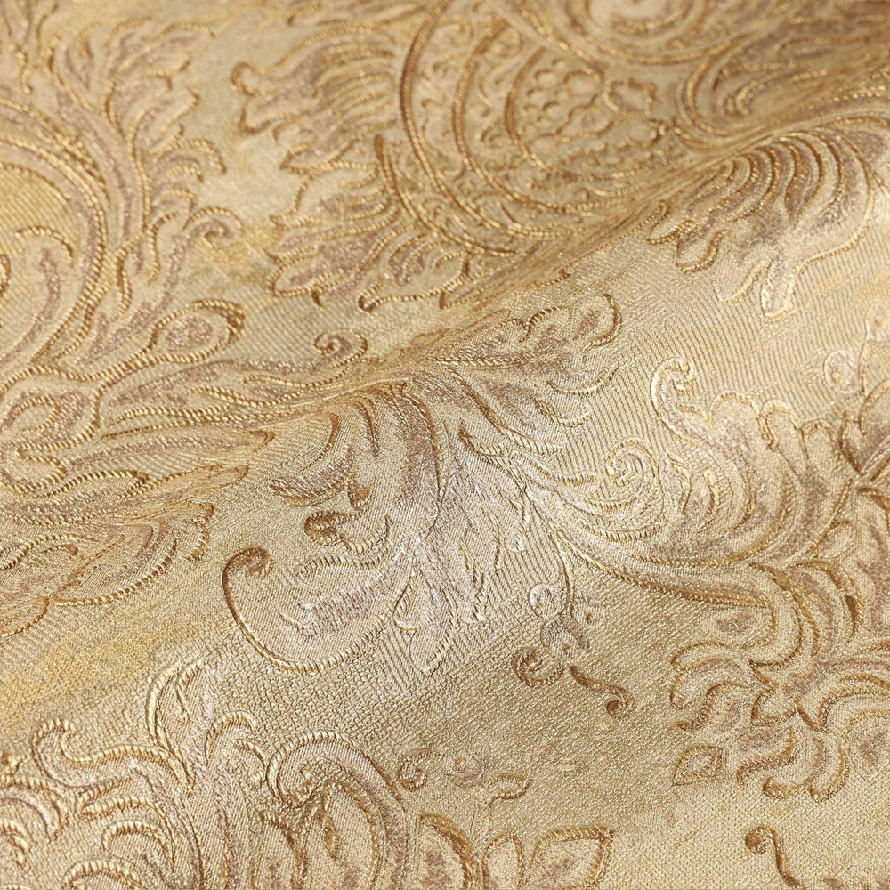 Luxury Brown Damask Embossed 3D Embossed Wallpaper, Glam Non-Woven Wall Covering, 41.7"W x 398"H, Washable Removable for Livi