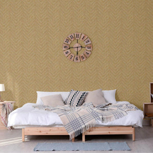 Luxury Gold Chevron Geometric Wallpaper, Glam Non-Woven Wall Covering, 41.7"W x 398"H, Washable Removable for Living Room Bed