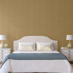 Luxury Gold Chevron Geometric Wallpaper, Glam Non-Woven Wall Covering, 41.7"W x 398"H, Washable Removable for Living Room Bed