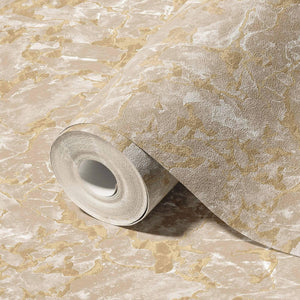 Luxury Beige Marble Textured Wallpaper, Farmhouse Non-Woven Wall Covering, 41.7"W x 614"H, Washable Removable for Living Room