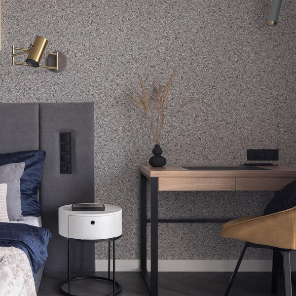 Luxury Gray Granite Stone 3D Embossed Wallpaper, Premium Non-Woven Wall Covering, 41.7"W x 398"H, Washable Removable for Livi