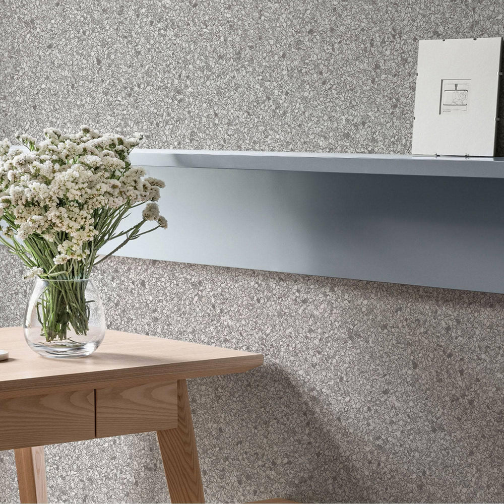 Luxury Gray Granite Stone 3D Embossed Wallpaper, Industrial Non-Woven Wall Covering, 41.7"W x 398"H, Washable Removable for L