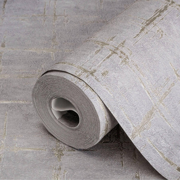 Luxury Gray Abstract Geometric 3D Embossed Wallpaper, Rustic Non-Woven Wall Covering, 41.7"W x 398"H, Washable Removable for 