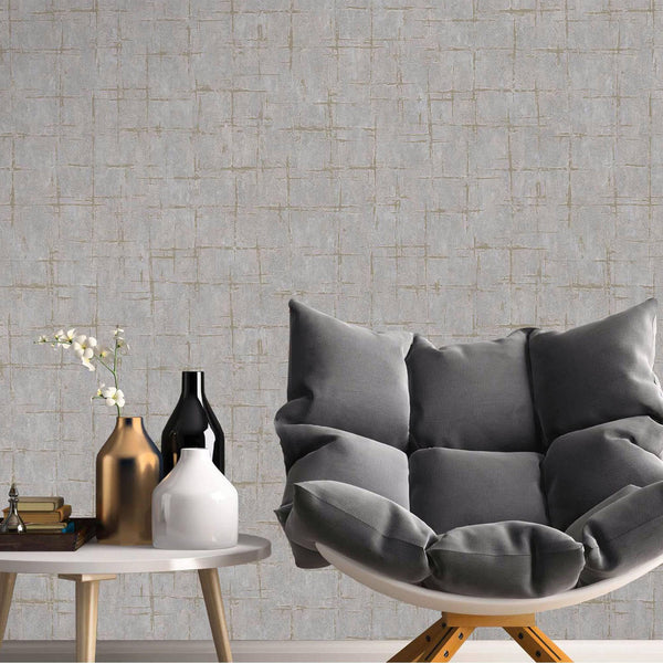 Luxury Gray Abstract Geometric 3D Embossed Wallpaper, Rustic Non-Woven Wall Covering, 41.7"W x 398"H, Washable Removable for 