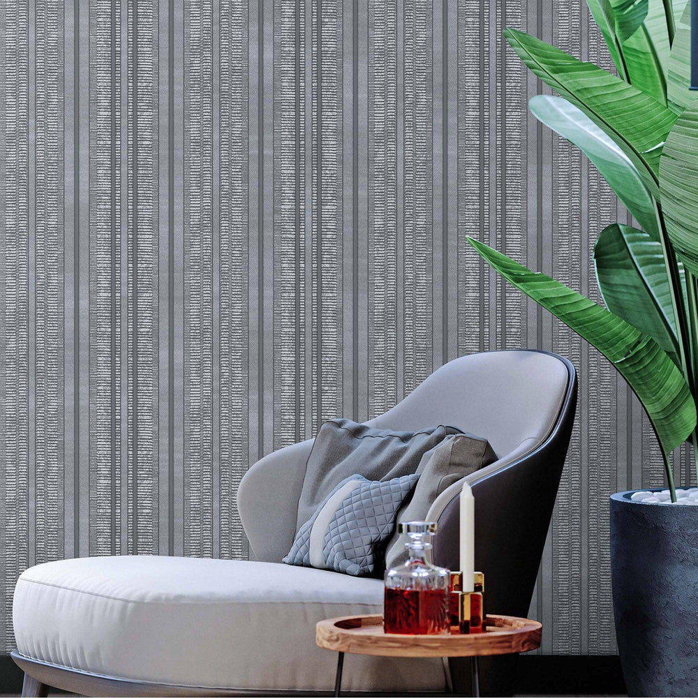 Luxury Gray Striped Stripe Wallpaper, Premium Non-Woven Wall Covering, 41.7"W x 398"H, Washable Removable for Living Room Bed