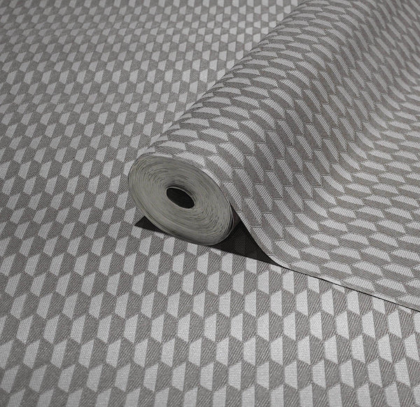 Luxury Gray Geometric Textured Wallpaper, Elegant Non-Woven Wall Covering, 41.7"W x 614"H, Washable Removable for Living Room