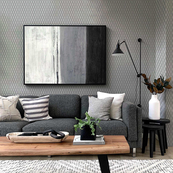 Luxury Gray Geometric Textured Wallpaper, Elegant Non-Woven Wall Covering, 41.7"W x 614"H, Washable Removable for Living Room
