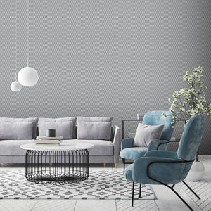 Luxury Gray Geometric Textured Wallpaper, Elegant Non-Woven Wall Covering, 41.7"W x 614"H, Washable Removable for Living Room