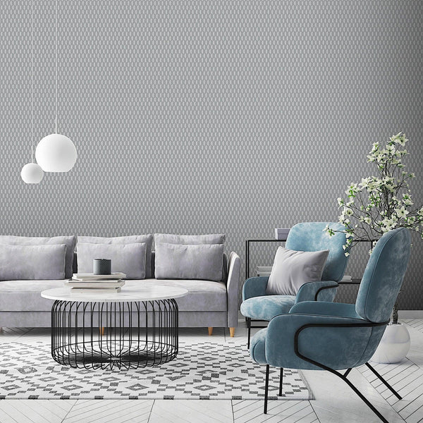 Luxury Gray Geometric Textured Wallpaper, Elegant Non-Woven Wall Covering, 41.7"W x 614"H, Washable Removable for Living Room