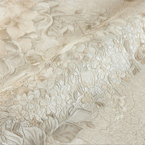 Luxury Beige Textured Embossed 3D Embossed Wallpaper, Premium Non-Woven Wall Covering, 41.7"W x 398"H, Washable Removable for