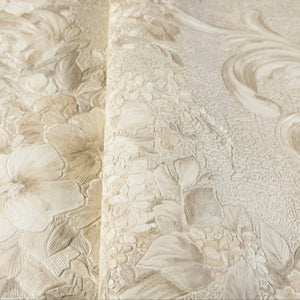 Luxury Beige Textured Embossed 3D Embossed Wallpaper, Premium Non-Woven Wall Covering, 41.7"W x 398"H, Washable Removable for