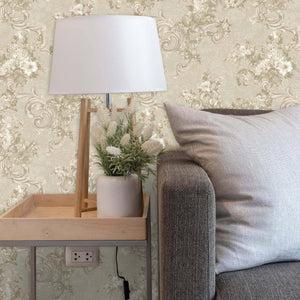 Luxury Beige Textured Embossed 3D Embossed Wallpaper, Premium Non-Woven Wall Covering, 41.7"W x 398"H, Washable Removable for