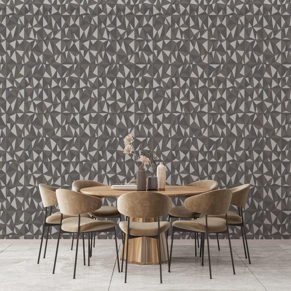 Luxury Copper Geometric Abstract 3D Embossed Wallpaper, Contemporary Non-Woven Wall Covering, 41.7"W x 614"H, Washable Remova