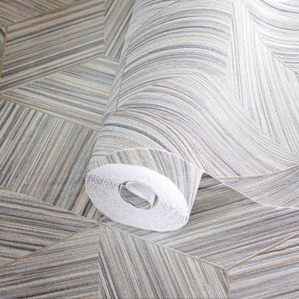 Luxury Gray Geometric Embossed 3D Embossed Wallpaper, Elegant Non-Woven Wall Covering, 41.7"W x 398"H, Washable Removable for