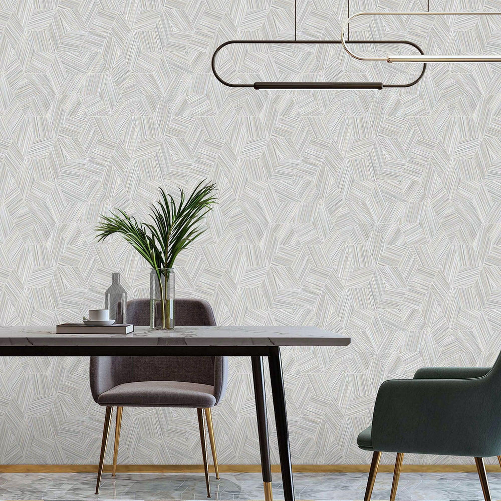 Luxury Gray Geometric Embossed 3D Embossed Wallpaper, Elegant Non-Woven Wall Covering, 41.7"W x 398"H, Washable Removable for