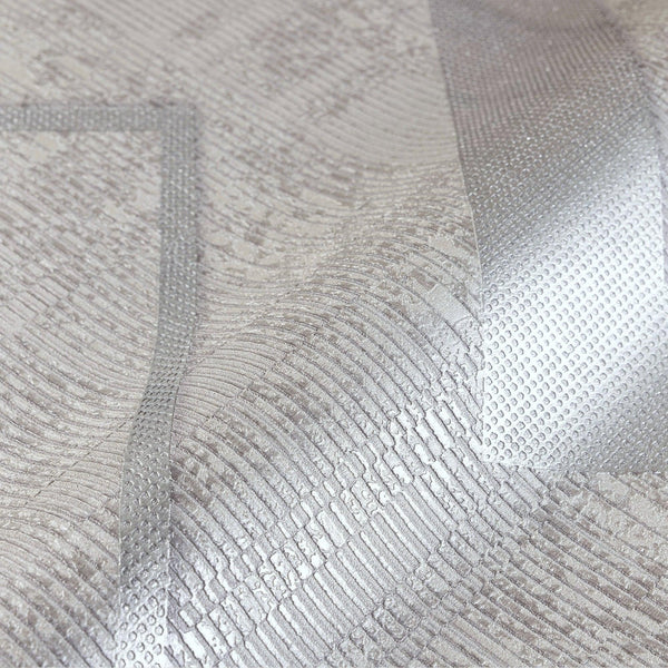 Luxury Gray Chevron Textured 3D Embossed Wallpaper, Glam Non-Woven Wall Covering, 41.7"W x 398"H, Washable Removable for Livi