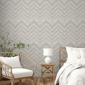Luxury Gray Chevron Textured 3D Embossed Wallpaper, Glam Non-Woven Wall Covering, 41.7"W x 398"H, Washable Removable for Livi