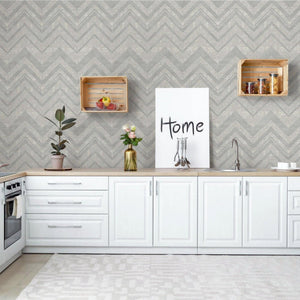 Luxury Gray Chevron Textured 3D Embossed Wallpaper, Glam Non-Woven Wall Covering, 41.7"W x 398"H, Washable Removable for Livi