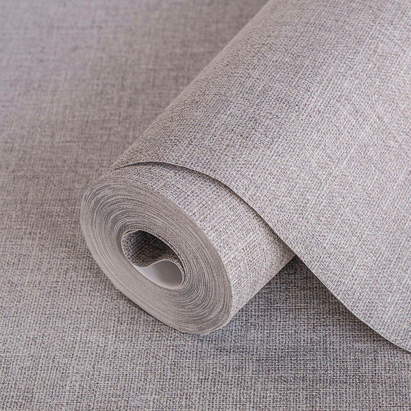 Luxury Gray Fabric Textured Wallpaper, Boho Non-Woven Wall Covering, 41.7"W x 614"H, Washable Removable for Living Room Bedro