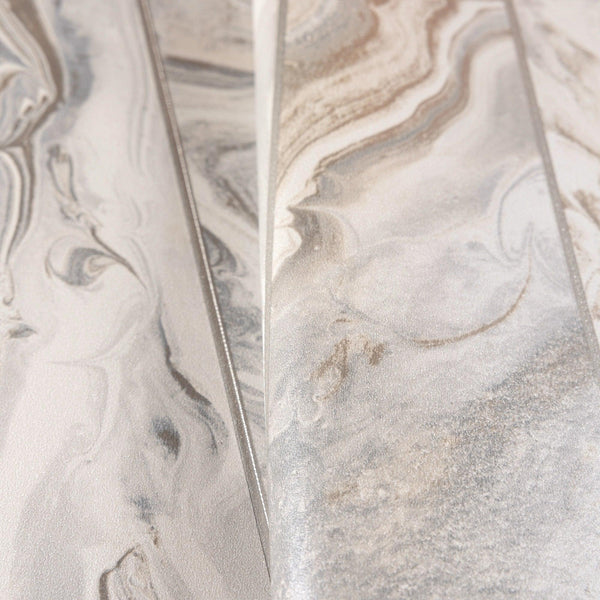 Luxury Gray Marble Striped Wallpaper, Modern Non-Woven Wall Covering, 41.7"W x 398"H, Washable Removable for Living Room Bedr