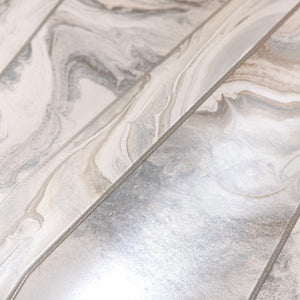 Luxury Gray Marble Striped Wallpaper, Modern Non-Woven Wall Covering, 41.7"W x 398"H, Washable Removable for Living Room Bedr