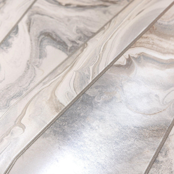 Luxury Gray Marble Striped Wallpaper, Modern Non-Woven Wall Covering, 41.7"W x 398"H, Washable Removable for Living Room Bedr