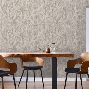 Luxury Gray Marble Striped Wallpaper, Modern Non-Woven Wall Covering, 41.7"W x 398"H, Washable Removable for Living Room Bedr