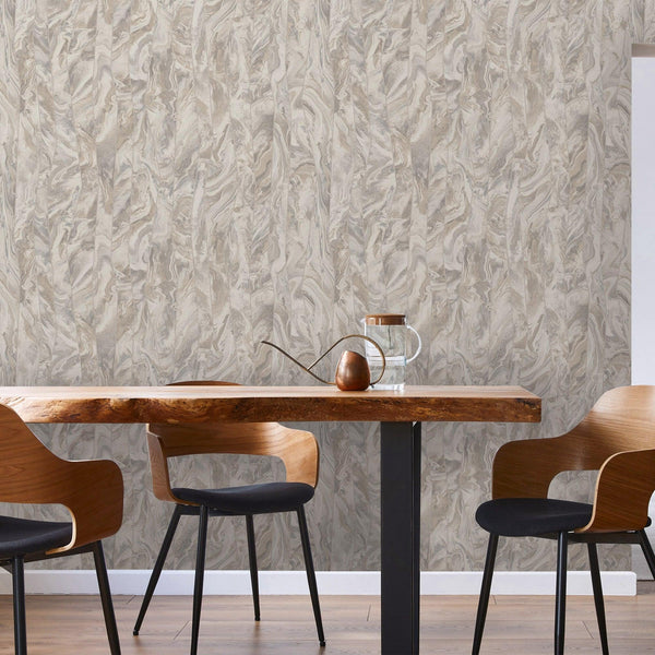 Luxury Gray Marble Striped Wallpaper, Modern Non-Woven Wall Covering, 41.7"W x 398"H, Washable Removable for Living Room Bedr