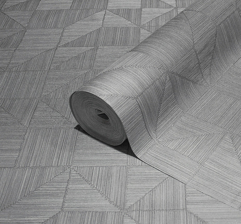 Luxury Gray Geometric Textured Wallpaper, Coastal Non-Woven Wall Covering, 41.7"W x 614"H, Washable Removable for Living Room