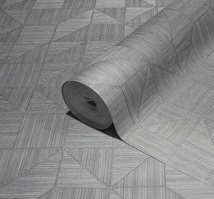 Luxury Gray Geometric Textured Wallpaper, Coastal Non-Woven Wall Covering, 41.7"W x 614"H, Washable Removable for Living Room